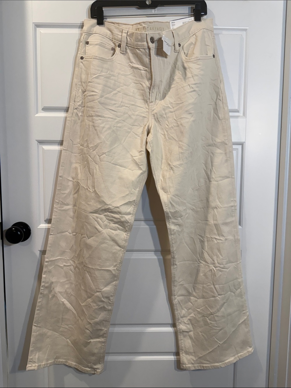 American Eagle stovepipe Ecru denim stretch 12 Tall NWT